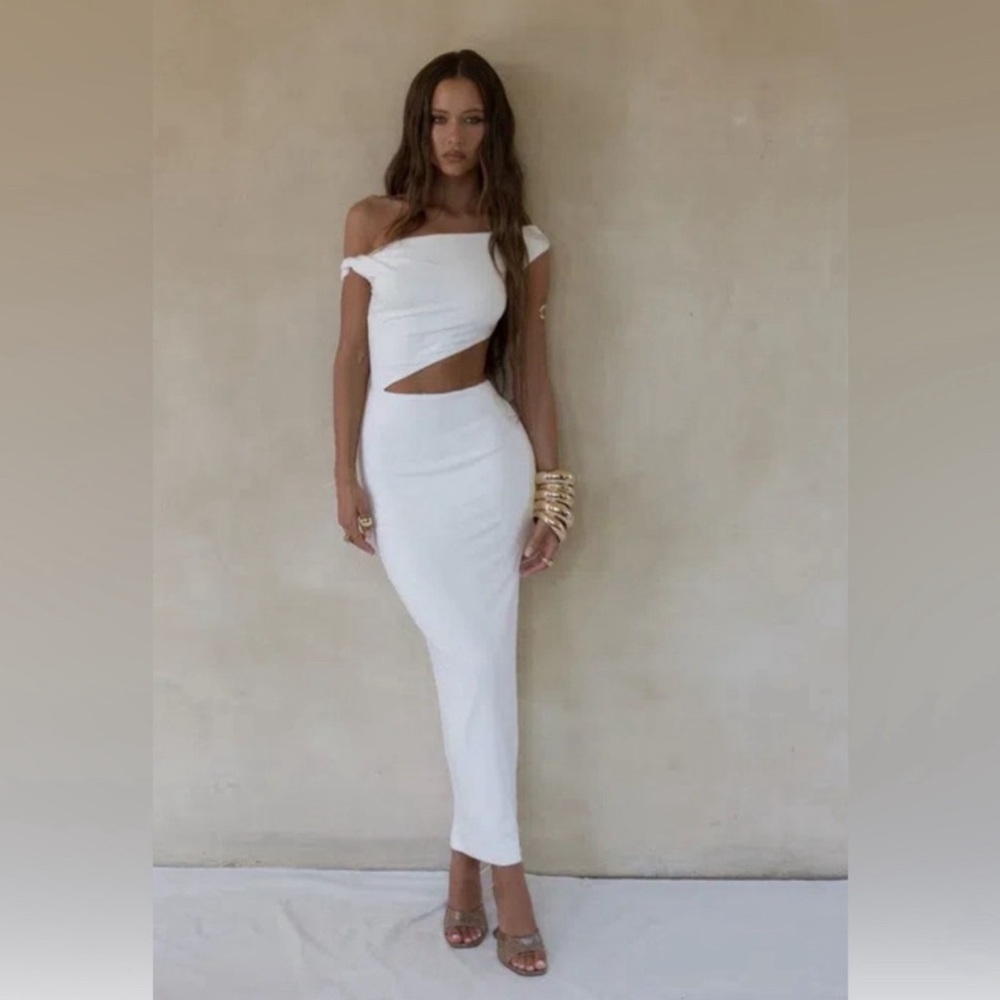 NWT BAYSE BRAND PALMAS TWIST MIDI DRESS XS